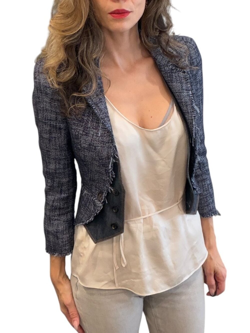 Alexander McQueen Tweed Black & SilverJacket Made in Italy Size 36